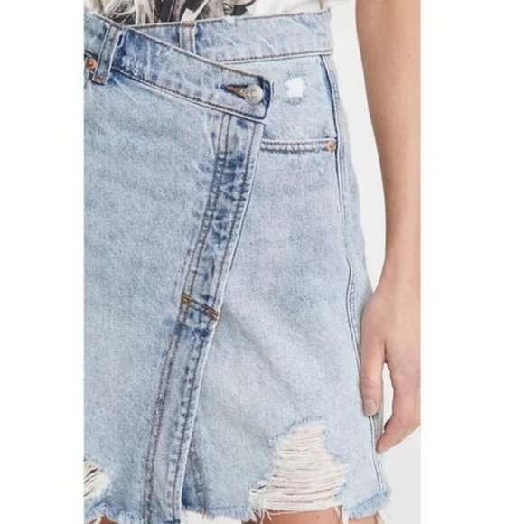 Free People Parker Wrap Distressed Denim Skirt - Picture 6 of 6